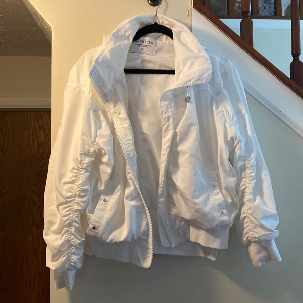 Athleta Point Reyes Bomber Jacket in White, Great, like new condition